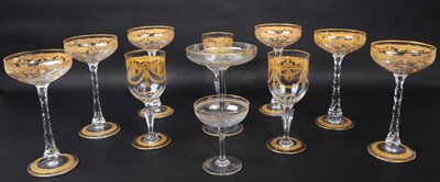 Lot 156 - COLLECTION OF 19TH CENTURY GILDED CHAMPAGNE COUPE GLASSES