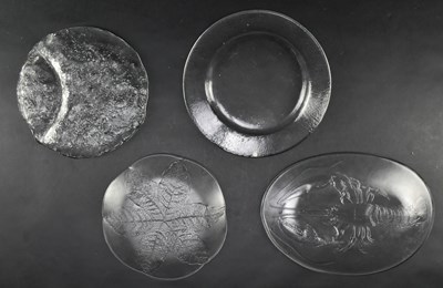 Lot 311 - KOSTA BODA, IITTALA ETC - COLLECTION OF TWELVE VINTAGE FROSTED GLASS PLATES & PLATTERS