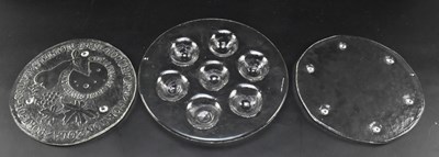 Lot 311 - KOSTA BODA, IITTALA ETC - COLLECTION OF TWELVE VINTAGE FROSTED GLASS PLATES & PLATTERS