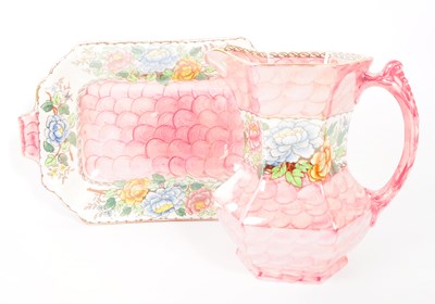 Lot 164 - MALING - PEONY ROSE - 18TH CENTURY JUG AND DISH PLATE