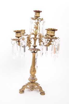 Lot 345 - A PAIR OF LATE 19TH CENTURY BRASS CANDELABRUMS'
