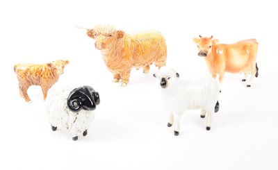 Lot 166 - BESWICK - COLLECTION OF FIVE 20TH CENTURY PORCELAIN FARM ANIMALS