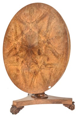 Lot 261 - EARLY 19TH CENTURY BURR WALNUT LOO BREAKFAST TILT TOP TABLE