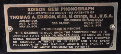 Lot 426 - EDISON GEM PHONOGRAPH - IN ORIGINAL BOX WITH TRUMPET