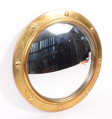 Lot 356 - VINTAGE MID CENTURY CONVEX BRASS MIRROR