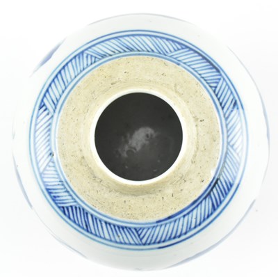 Lot 16 - QING / REPUBLIC ERA BLUE AND WHITE OXEN JAR 清民国 青花五牛罐