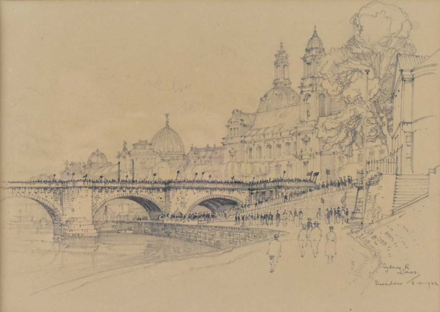 Lot 513 - SYDNEY R. JONES (1881-1966) - DRESDEN, 2-8-1922 - PENCIL DRAWING ON PAPER