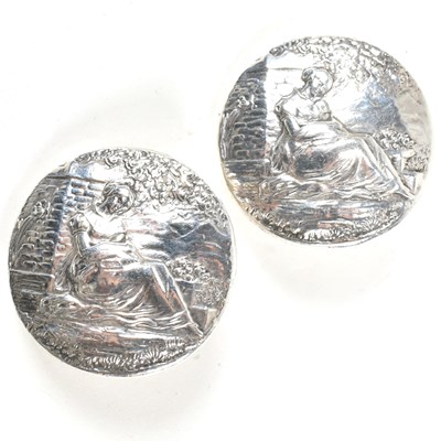 Lot 60 - VICTORIAN PAIR OF STERLING SILVER OVERSIZED CLOTHES BUTTONS