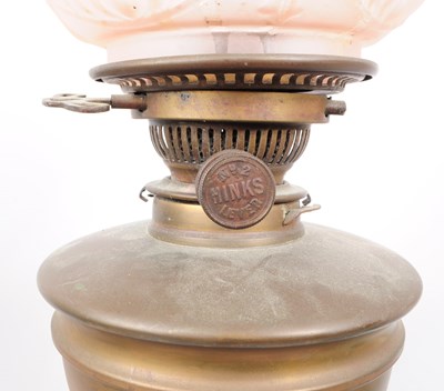Lot 374 - THREE VICTORIAN OIL LAMPS & SHADES