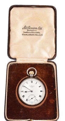 Lot 243 - HALLMARKED SILVER J.W. BENSON OPEN FACE POCKET WATCH CASED