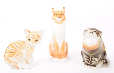 Lot 195 - LOMONOSOV - THREE RUSSIAN PORCELAIN CAT FIGURES