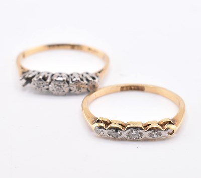 Lot 189 - TWO 18CT GOLD PLATINUM & DIAMOND RINGS AF