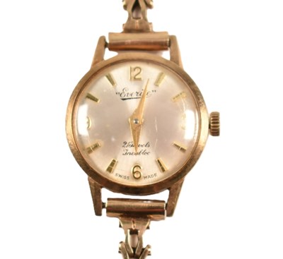 Lot 136 - HALLMARKED 9CT GOLD LADIES EVERITE WRISTWATCH