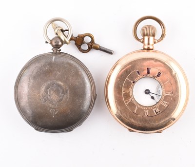 Lot 217 - GOLD PLATED WALTHAM POCKET WATCH & VICTORIAN SILVER POCKET WATCH