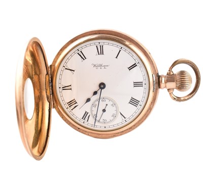 Lot 217 - GOLD PLATED WALTHAM POCKET WATCH & VICTORIAN SILVER POCKET WATCH