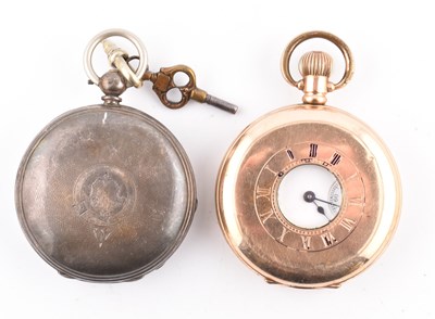 Lot 217 - GOLD PLATED WALTHAM POCKET WATCH & VICTORIAN SILVER POCKET WATCH