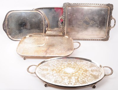 Lot 444 - COLLECTION SIX 19TH CENTURY & LATER SILVER PLATED TRAYS