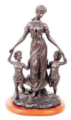 Lot 443 - 20TH CENTURY BRONZED RESIN FIGURE - MOTHER & CHILDREN