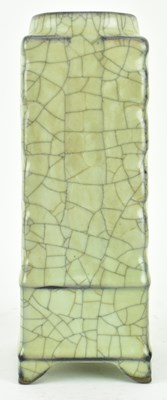 Lot 25 - CRACKLE GLAZED CONG CERAMIC VASE 冰裂纹琮式瓶