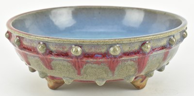 Lot 88 - JUNYAO RU-DING BOWL /BRUSH WASHER 鈞窑釉鼓钉盆/笔洗 足內刻《三》字