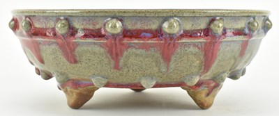 Lot 88 - JUNYAO RU-DING BOWL /BRUSH WASHER 鈞窑釉鼓钉盆/笔洗 足內刻《三》字