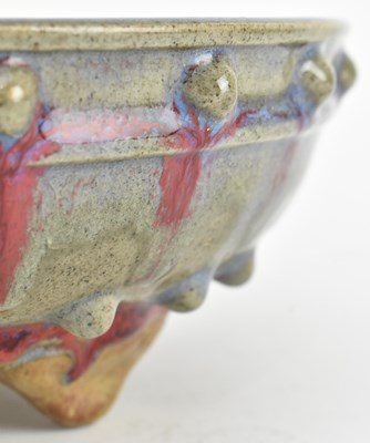 Lot 88 - JUNYAO RU-DING BOWL /BRUSH WASHER 鈞窑釉鼓钉盆/笔洗 足內刻《三》字