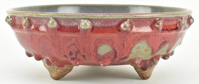 Lot 88 - JUNYAO RU-DING BOWL /BRUSH WASHER 鈞窑釉鼓钉盆/笔洗 足內刻《三》字