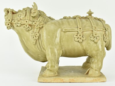 Lot 165 - SUI TANG DYNASTY STYLE XIANGZHOU POTTERY BULL 相州窑青釉陶牛