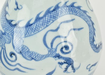 Lot 155 - PAIR OF BLUE AND WHITE "DRAGON" VASES 青花龙纹玉壶春瓶一对
