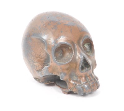 Lot 212 - VINTAGE 20TH CENTURY BRONZED METAL CAST SKULL