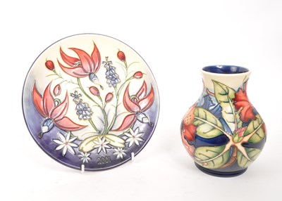 Lot 150 - MOORCROFT POTTERY - SIMEON VASE & 2001 YEAR PLATE