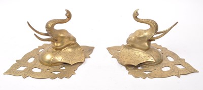 Lot 214 - TWO 20TH CENTURY BRASS ELEPHANT SCONCES