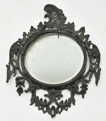 Lot 516 - MID 19TH CENTURY GOTHIC STYLE CAST IRON WALL MIRROR