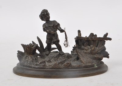 Lot 217 - EARLY 20TH CENTURY BRASS CAST FISHERMAN BOY FIGURE