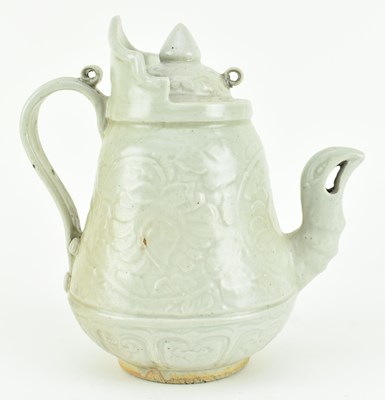 Lot 125 - YUAN QINGBAI "FLORAL" EWER 元 青白凤嘴壶