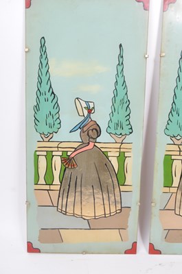 Lot 232 - PAIR OF MID CENTURY HANDPAINTED LADIES PANES