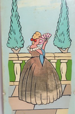 Lot 232 - PAIR OF MID CENTURY HANDPAINTED LADIES PANES