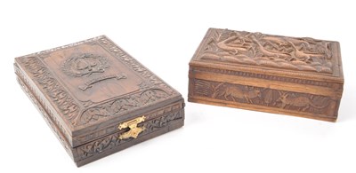 Lot 233 - TWO VINTAGE 20TH CENTURY CARVED WOODEN BOXES