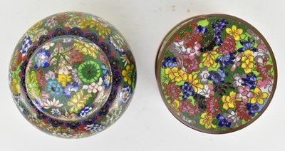 Lot 119 - TWO 20TH CENTURY CHINESE "MILLE FLEUR" CLOISONNE JARS 二十世纪掐丝珐琅百花罐