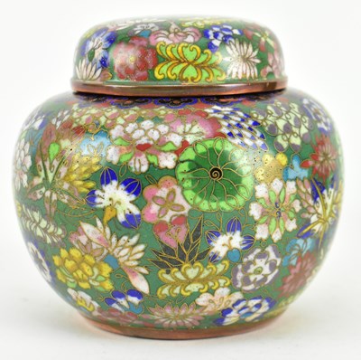 Lot 119 - TWO 20TH CENTURY CHINESE "MILLE FLEUR" CLOISONNE JARS 二十世纪掐丝珐琅百花罐