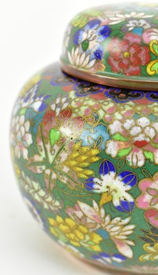 Lot 119 - TWO 20TH CENTURY CHINESE "MILLE FLEUR" CLOISONNE JARS 二十世纪掐丝珐琅百花罐