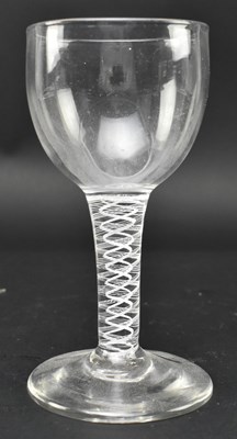 Lot 17 - GEORGE II 1760 OPAQUE DOUBLE TWIST WINE GOBLET GLASS