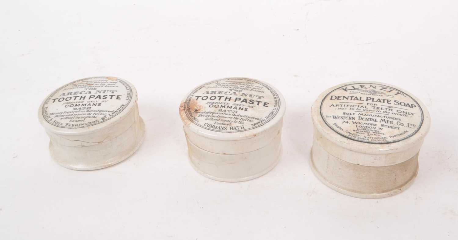 Lot 32 - THREE VICTORIAN 19TH CENTURY TOOTHPASTE POTS