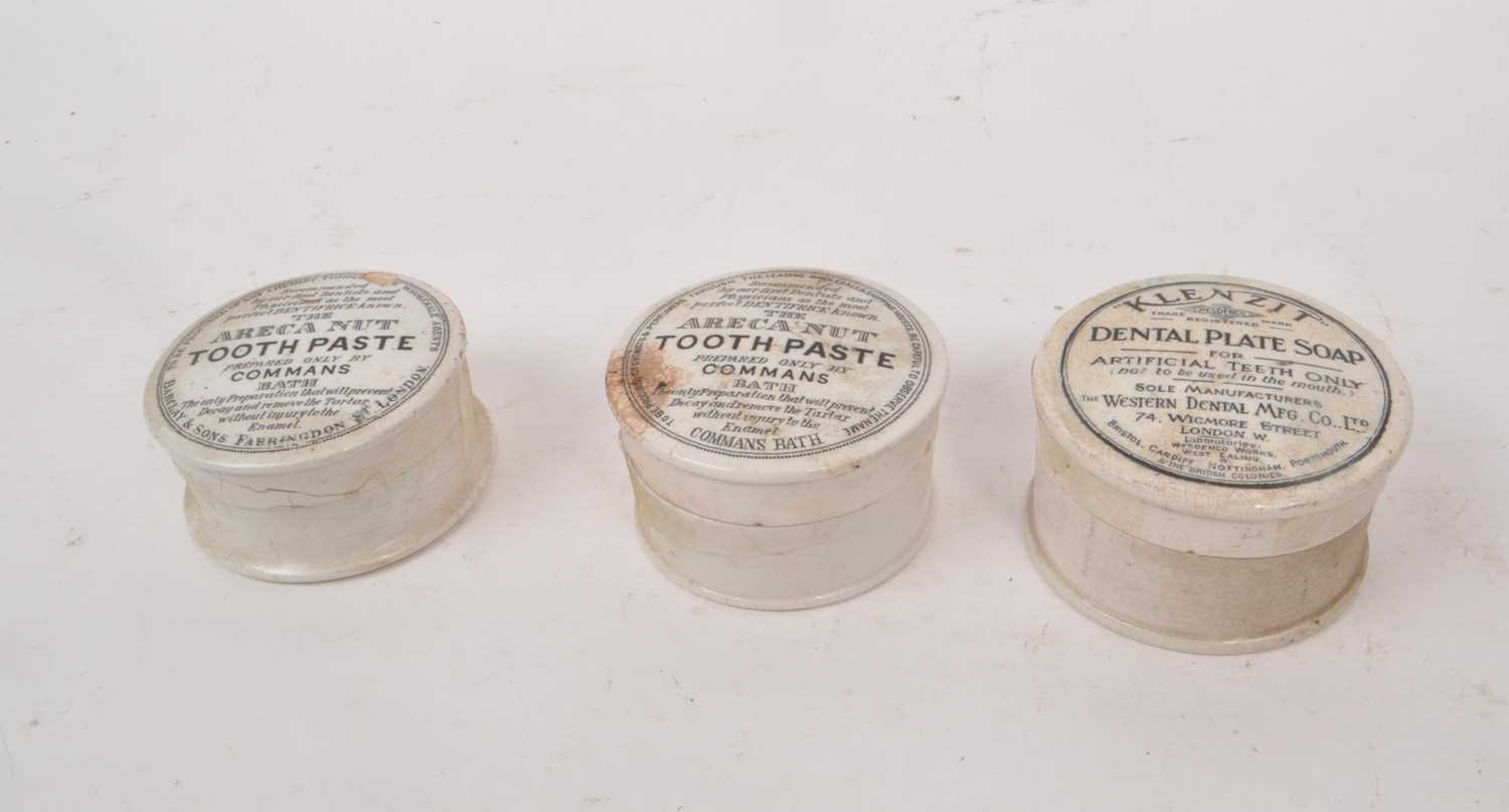 Lot 32 - THREE VICTORIAN 19TH CENTURY TOOTHPASTE POTS