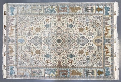 Lot 284 - PERSIAN TABRIZ ZIR KHAKI HAND WOVEN WOOL & SILK 60 RAJ CARPET RUG