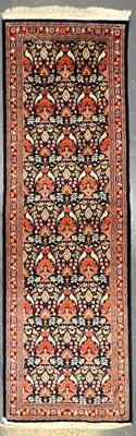 Lot 334 - PERSIAN KASHAN PICTORIAL 100% WOOL RUNNER RUG