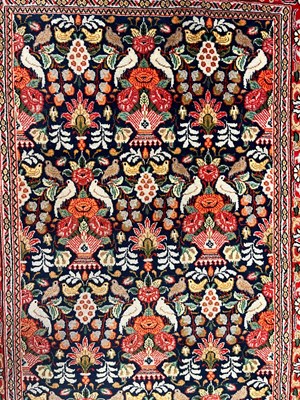 Lot 334 - PERSIAN KASHAN PICTORIAL 100% WOOL RUNNER RUG
