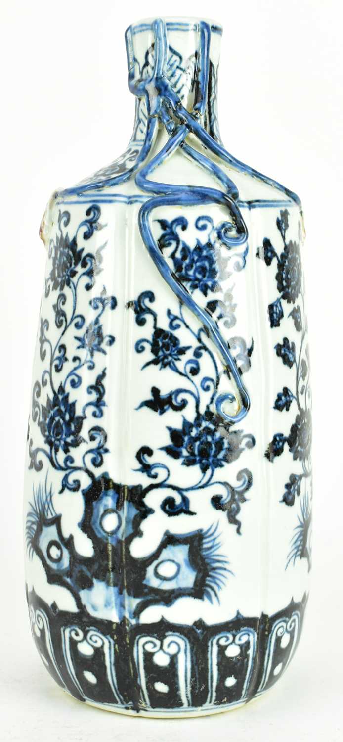 Lot 151 - YUAN DYNASTY CERAMIC ROULEAU VASE 青花釉里红缠枝花棒槌瓶