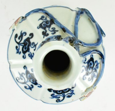 Lot 151 - YUAN DYNASTY CERAMIC ROULEAU VASE 青花釉里红缠枝花棒槌瓶