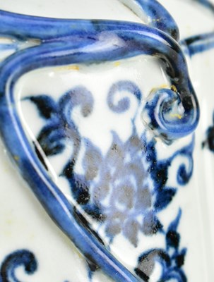 Lot 151 - YUAN DYNASTY CERAMIC ROULEAU VASE 青花釉里红缠枝花棒槌瓶